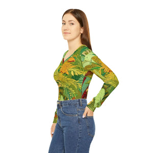 Tropical Botanical Women’s Long Sleeve V-neck Shirt (aop) - T-shirts