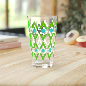 Cyan Geometrical Pint Glass - Bold 16oz Drinkware - Dipaliz - Tumblers
