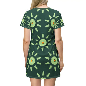 Green Floral Abstract Shirt Dress – Polyester - Dipaliz - Dresses - Xs