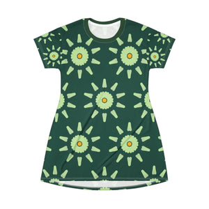 Green Floral Abstract Shirt Dress – Polyester - Dipaliz - Dresses - Xs