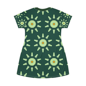 Green Floral Abstract Shirt Dress – Polyester - Dipaliz - Dresses - Xs