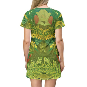 Green Foliage Shirt Dress – Casual Print t - Dipaliz - Dresses - Xs