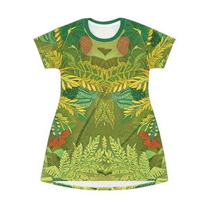 Green Foliage Shirt Dress – Casual Print t - Dipaliz - Dresses - Xs
