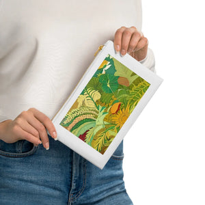 Green Foliage Cosmetic Bag - Gold Color Zipper - Dipaliz - & Toiletry Bags