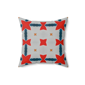 Cosmic Red and Grey Abstract Pattern Polyester Square Pillow - Dipaliz - Throw Pillows