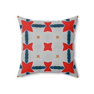 Cosmic Red and Grey Abstract Pattern Polyester Square Pillow - Dipaliz - Throw Pillows