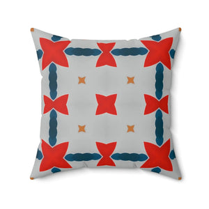 Cosmic Red and Grey Abstract Pattern Polyester Square Pillow - Dipaliz - Throw Pillows