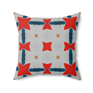 Cosmic Red and Grey Abstract Pattern Polyester Square Pillow - Dipaliz - Throw Pillows