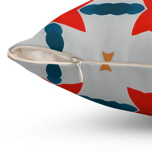 Cosmic Red and Grey Abstract Pattern Polyester Square Pillow - Dipaliz - Throw Pillows