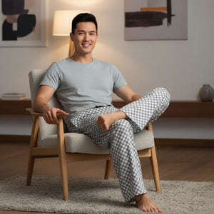 Grey Black and White Checkered Men’s Pajama Pants (aop) - Pajamas
