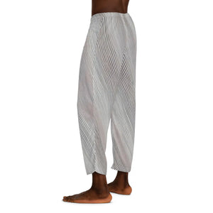 Grey Black and White Oblique Stripes Men’s Pajama Pants (aop) - Pajamas