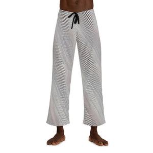 Grey Black and White Oblique Stripes Men’s Pajama Pants (aop) - Pajamas