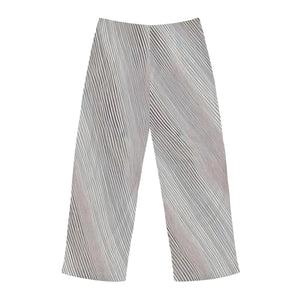 Grey Black and White Oblique Stripes Men’s Pajama Pants (aop) - Pajamas