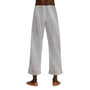 Grey Black and White Oblique Stripes Men’s Pajama Pants (aop) - Pajamas