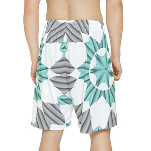 Cyan Blue Abstract Gym Shorts - Performance Polyester - Dipaliz