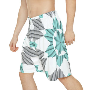 Cyan Blue Abstract Gym Shorts - Performance Polyester - Dipaliz