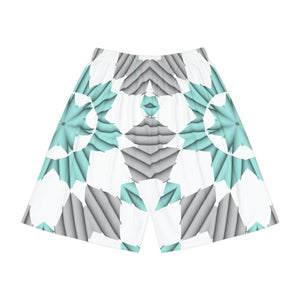 Cyan Blue Abstract Gym Shorts - Performance Polyester - Dipaliz