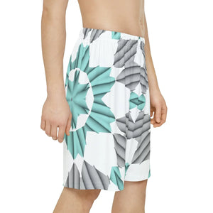 Cyan Blue Abstract Gym Shorts - Performance Polyester - Dipaliz