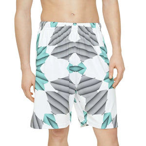 Cyan Blue Abstract Gym Shorts - Performance Polyester - Dipaliz