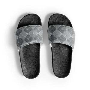 Grey Pattern Men’s Slides - Comfort Upper Strap - Dipaliz - Sandals