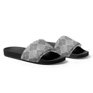 Grey Pattern Men’s Slides - Comfort Upper Strap - Dipaliz - Sandals
