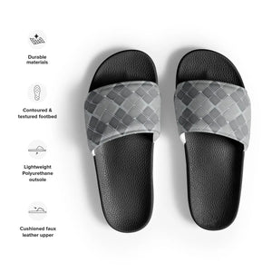 Grey Pattern Men’s Slides - Comfort Upper Strap - Dipaliz - Sandals