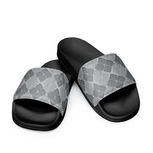 Grey Pattern Men’s Slides - Comfort Upper Strap - Dipaliz - Sandals