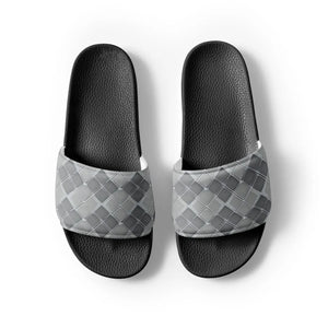 Grey Pattern Men’s Slides - Comfort Upper Strap - Dipaliz - Sandals