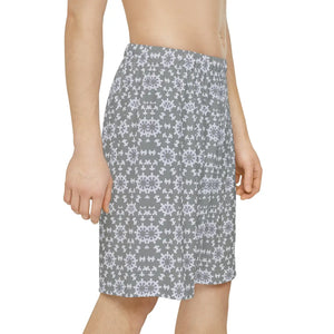 White Abstract Pattern Performance Shorts - Dipaliz