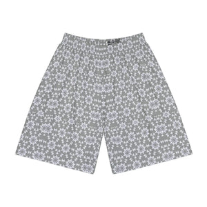 White Abstract Pattern Performance Shorts - Dipaliz