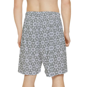 White Abstract Pattern Performance Shorts - Dipaliz