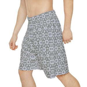 White Abstract Pattern Performance Shorts - Dipaliz