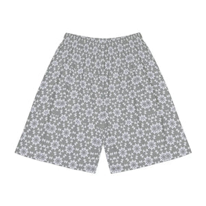 White Abstract Pattern Performance Shorts - Dipaliz