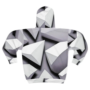 Cozy Zip Hoodie - White Abstract Triangular Pattern - Dipaliz - Hoodies