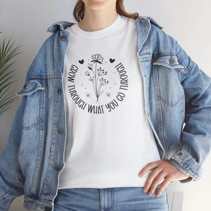 Floral Cotton Tee - Grow Through what you Go - Dipaliz - T-shirts