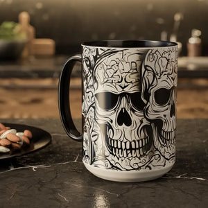 Halloween Skull Colorful Mug - Vibrant Spooky Drinkware - Dipaliz - 15oz / Black - Mugs