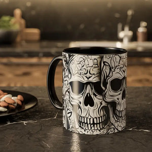 Halloween Skull Colorful Mug - Vibrant Spooky Drinkware - Dipaliz - 15oz / Black - Mugs