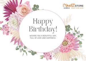 Floral Gift Card - Happy Birthday Blooms - Dipaliz