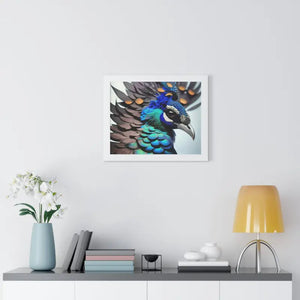 Stunning Peacock Bird Horizontal Frame - Vibrant Wall Art - Dipaliz - Posters Prints & Visual Artwork