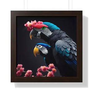 Parrot Birds Horizontal Frame with Vibrant Paint Accents - Dipaliz - Posters Prints & Visual Artwork