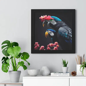 Parrot Birds Horizontal Frame with Vibrant Paint Accents - Dipaliz - Posters Prints & Visual Artwork