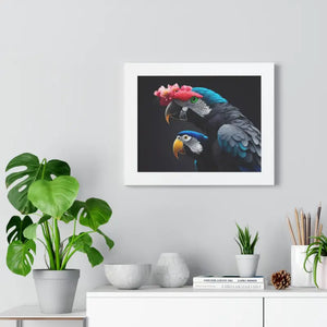 Parrot Birds Horizontal Frame with Vibrant Paint Accents - Dipaliz - Posters Prints & Visual Artwork