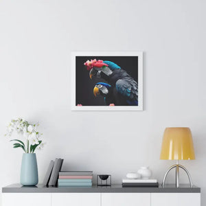 Parrot Birds Horizontal Frame with Vibrant Paint Accents - Dipaliz - Posters Prints & Visual Artwork