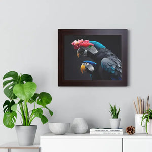 Parrot Birds Horizontal Frame with Vibrant Paint Accents - Dipaliz - Posters Prints & Visual Artwork