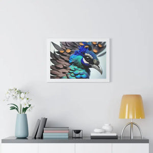 Stunning Peacock Bird Horizontal Frame - Vibrant Wall Art - Dipaliz - Posters Prints & Visual Artwork