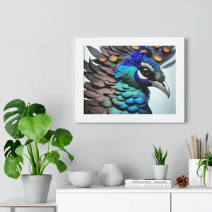 Stunning Peacock Bird Horizontal Frame - Vibrant Wall Art - Dipaliz - Posters Prints & Visual Artwork