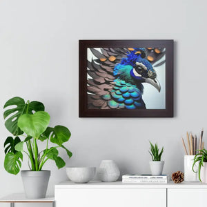 Stunning Peacock Bird Horizontal Frame - Vibrant Wall Art - Dipaliz - Posters Prints & Visual Artwork