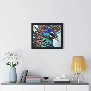 Stunning Peacock Bird Horizontal Frame - Vibrant Wall Art - Dipaliz - Posters Prints & Visual Artwork
