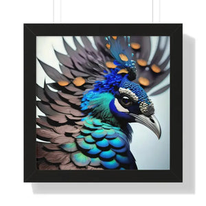 Stunning Peacock Bird Horizontal Frame - Vibrant Wall Art - Dipaliz - 16″ x / Black - Posters Prints & Visual Artwork