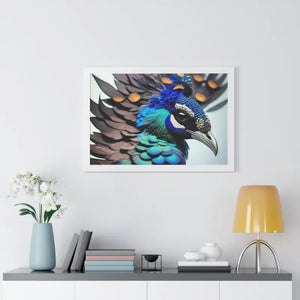 Stunning Peacock Bird Horizontal Frame - Vibrant Wall Art - Dipaliz - Posters Prints & Visual Artwork